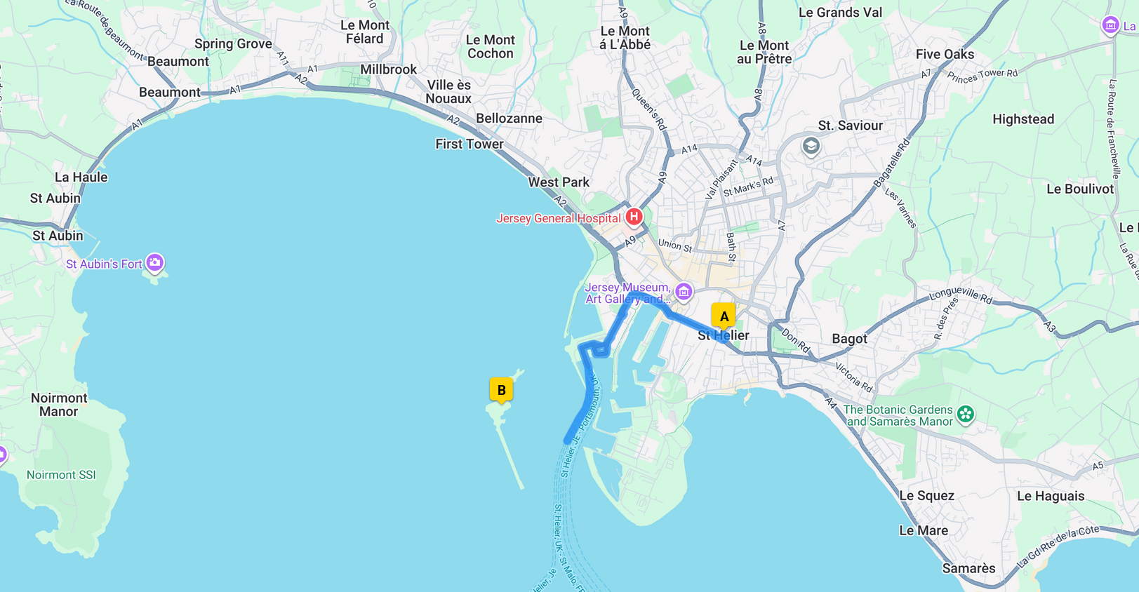 map for Elizabeth Castle