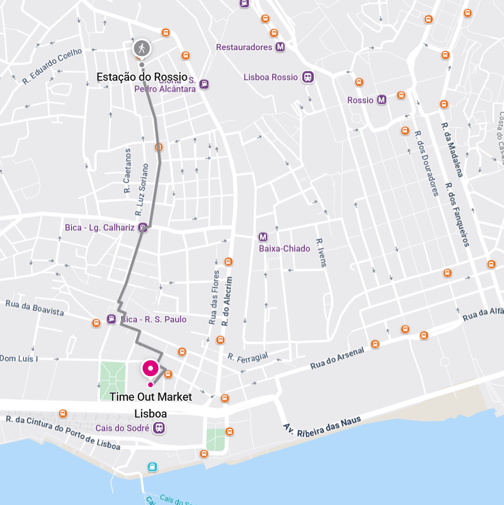 Walk from Station at Rossio to Time Out Market