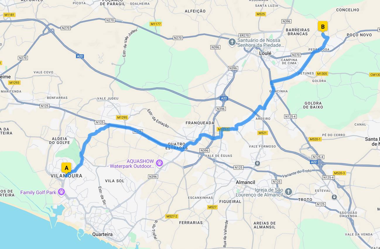 drive to Loule