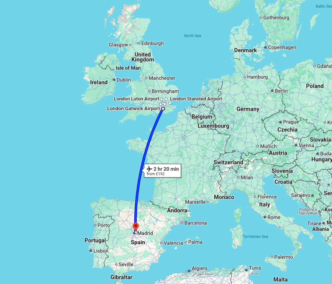 google map for Madrid