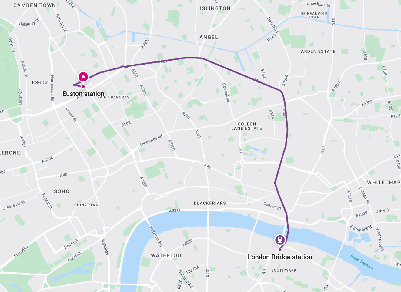 London Bridge Underground to Euston