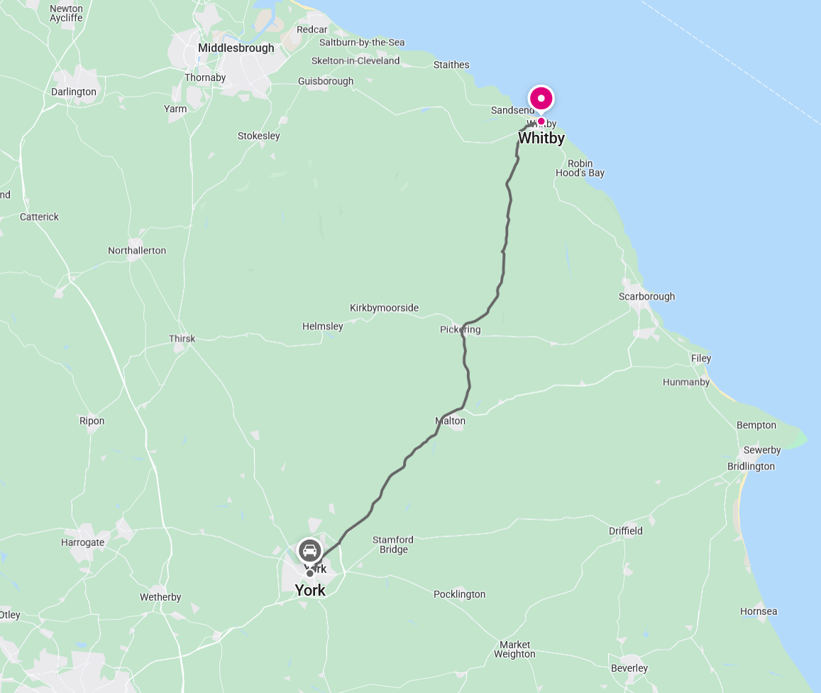 travel map for Whitby
